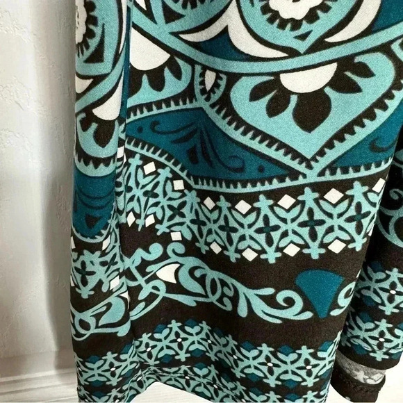 Inc International Concepts Short  Sleeved Blouse Ruffled Sleeves Brown/Blue Med - Picture 10 of 16